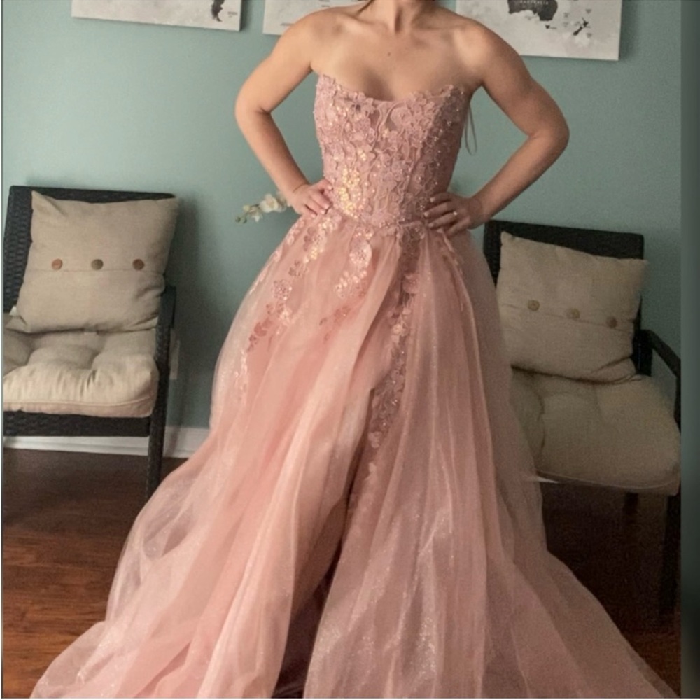 Dusty rose aline ball gown, prom dress or non traditional wedding dress